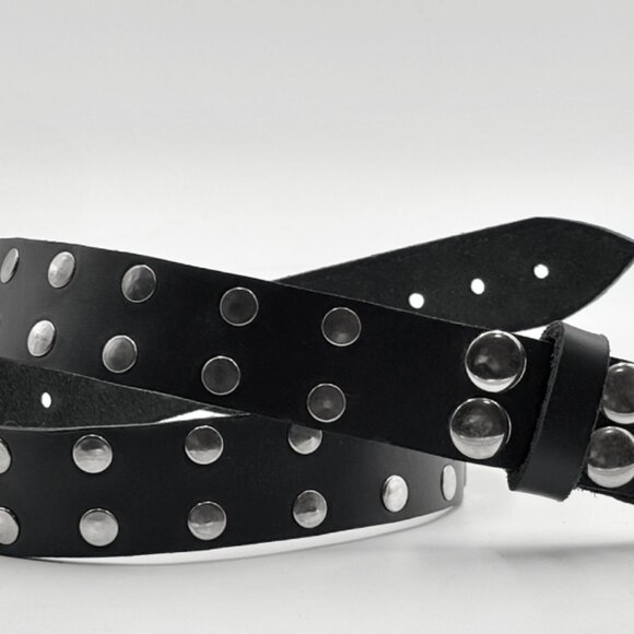 2-Row Chrome Rivet Stud Punk Rock Leather Belt by Nemesis Leather -New Deadstock - Picture 1 of 3